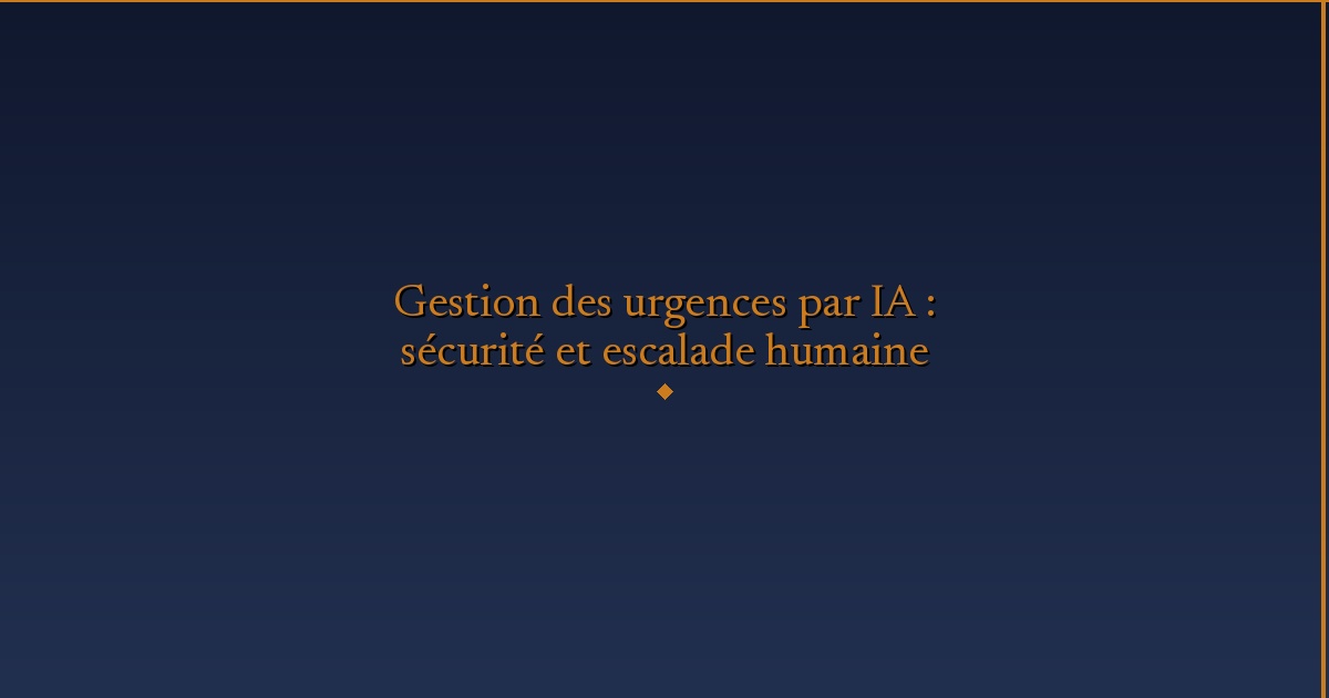 Illustration — Gestion des urgences par IA : sécurité et escalade humaine