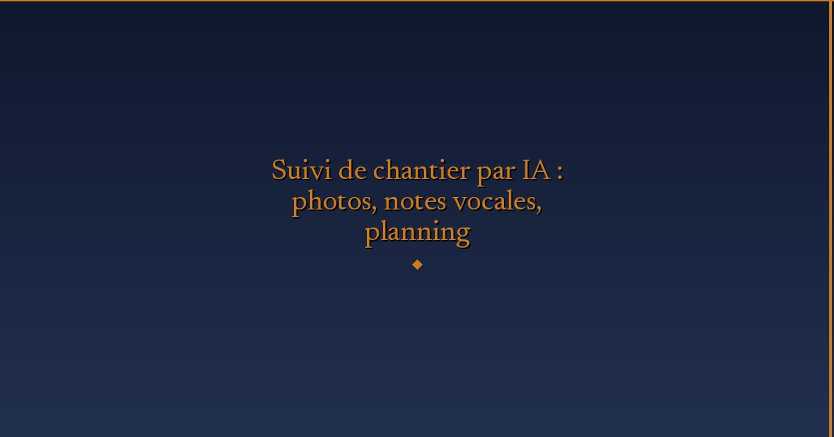 Illustration — Suivi de chantier par IA : photos, notes vocales, planning